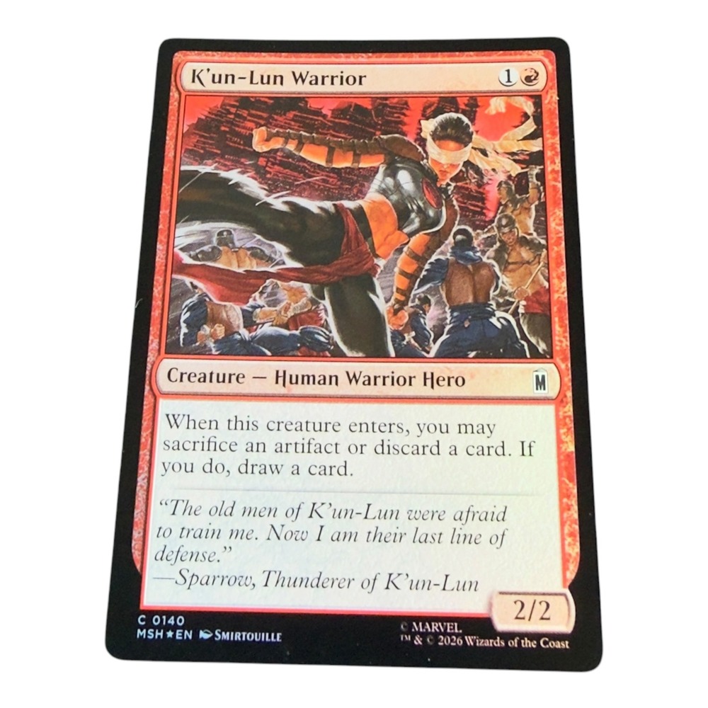 Magic The Gathering K'un-Lun Warrior 0140 Marvel Secret Lair Mythic Rare MTG Red